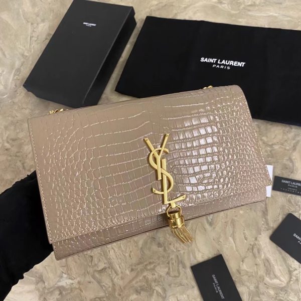 MONOGRAM CHAIN WALLET IN CROCODILE EMBOSSED SHINY LEATHER