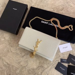 MONOGRAM CHAIN WALLET IN CROCODILE EMBOSSED SHINY LEATHER