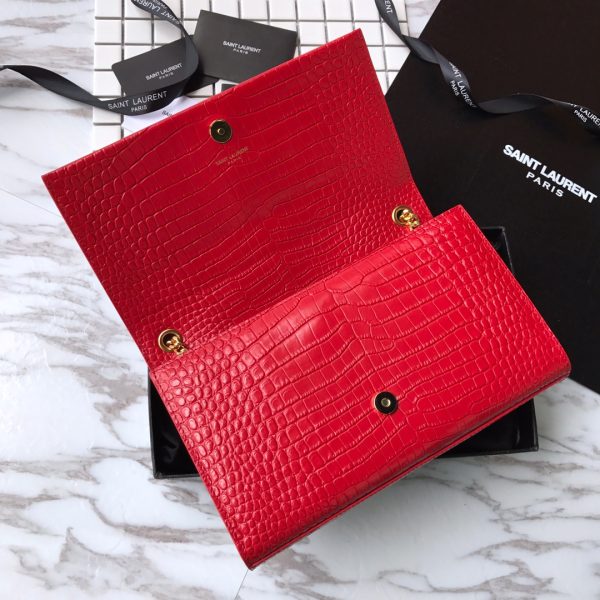 MONOGRAM CHAIN WALLET IN CROCODILE EMBOSSED SHINY LEATHER