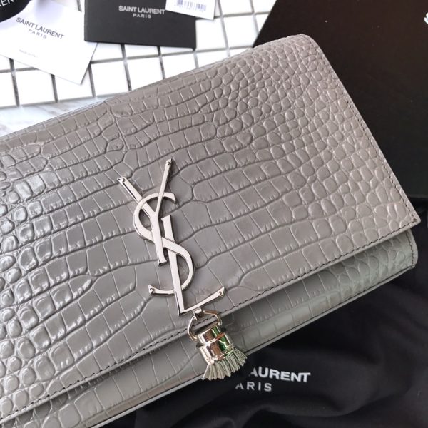 MONOGRAM CHAIN WALLET IN CROCODILE EMBOSSED SHINY LEATHER