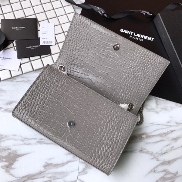 MONOGRAM CHAIN WALLET IN CROCODILE EMBOSSED SHINY LEATHER