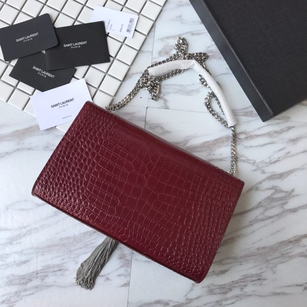 MONOGRAM CHAIN WALLET IN CROCODILE EMBOSSED SHINY LEATHER