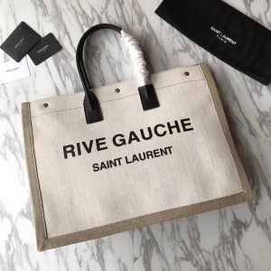 RIVE GAUCHE TOTE BAG IN LEOPARD-PRINT CANVAS