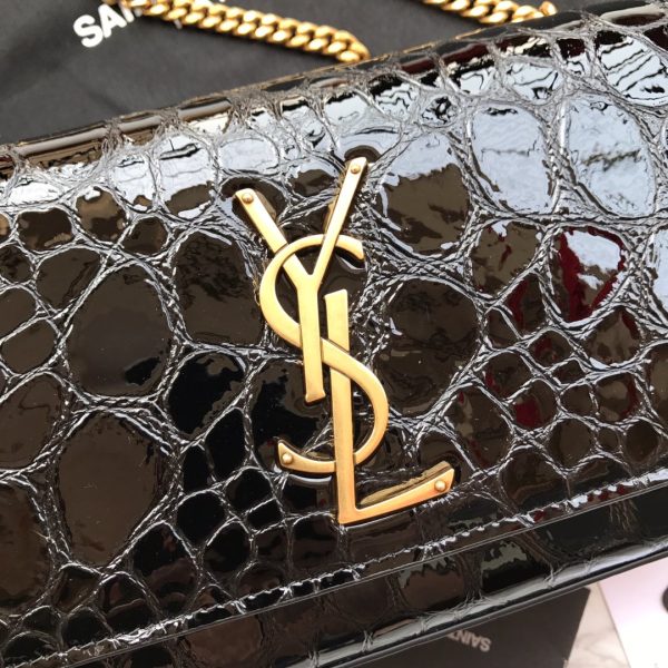 MONOGRAM CHAIN WALLET IN CROCODILE EMBOSSED SHINY LEATHER