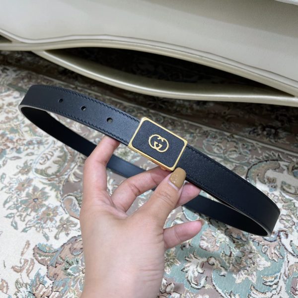 GG Square leather metal buckle