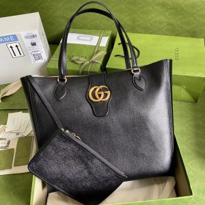 Small Double G leather tote