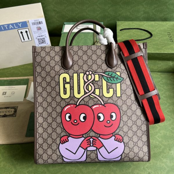 GG cherry print medium tote