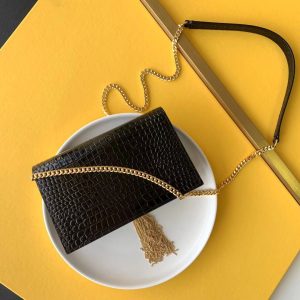 KATE CHAIN WALLET WITH TASSEL IN GRAIN DE POUDRE EMBOSSED LEATHER