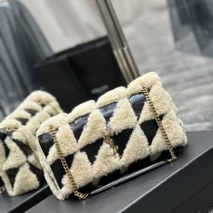 JAMIE MEDIUM CHAIN BAG “CARRÉ RIVE GAUCHE” IN LAMBSKIN AND SUEDE