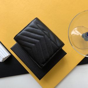 CASSANDRE MATELASSÉ COMPACT TRI FOLD WALLET IN GRAIN DE POUDRE EMBOSSED LEATHER