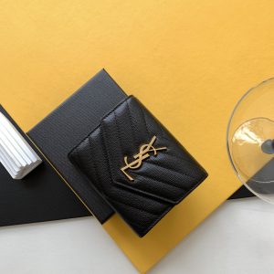 CASSANDRE MATELASSÉ COMPACT TRI FOLD WALLET IN GRAIN DE POUDRE EMBOSSED LEATHER