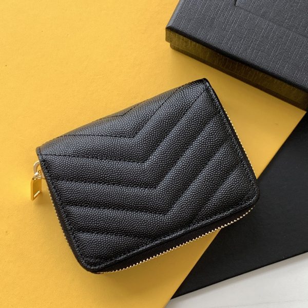 CASSANDRE MATELASSÉ COMPACT ZIP AROUND WALLET IN GRAIN DE POUDRE EMBOSSED LEATHER