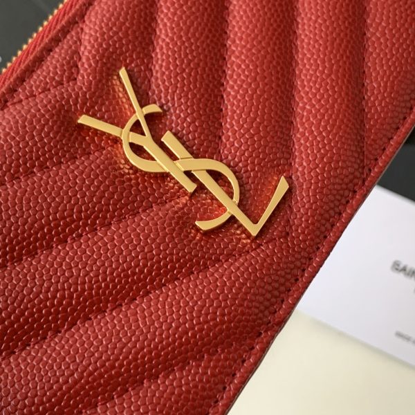 CASSANDRE MATELASSÉ ZIPPED FRAGMENTS CARD CASE IN GRAIN DE POUDRE EMBOSSED LEATHER