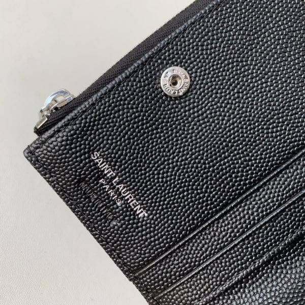 CASSANDRE MATELASSÉ FLAP CARD CASE IN GRAIN DE POUDRE EMBOSSED LEATHER