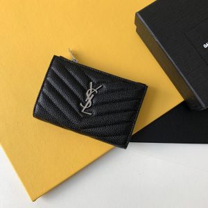 CASSANDRE MATELASSÉ ZIPPED FRAGMENTS CARD CASE IN GRAIN DE POUDRE EMBOSSED LEATHER