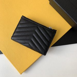 CASSANDRE MATELASSÉ ZIPPED FRAGMENTS CARD CASE IN GRAIN DE POUDRE EMBOSSED LEATHER