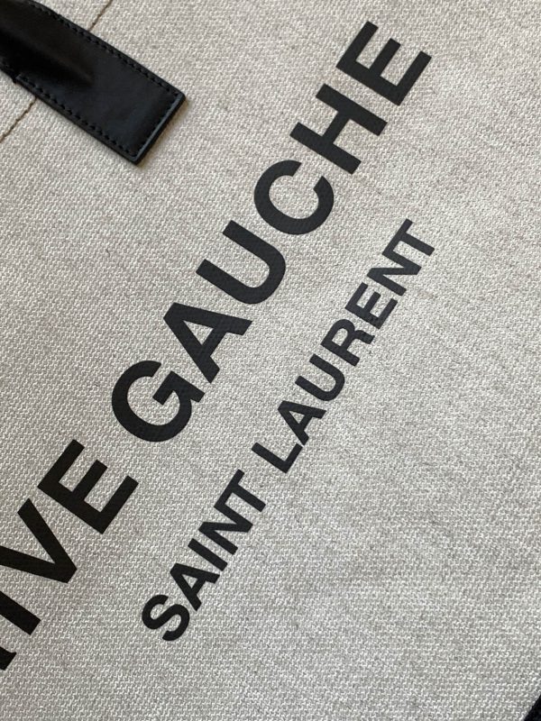 RIVE GAUCHE LARGE TOTE BAG IN PRINTED CANVAS AND LEATHER