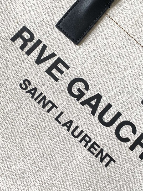 RIVE GAUCHE LARGE TOTE BAG IN PRINTED CANVAS AND LEATHER