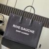 RIVE GAUCHE LARGE TOTE BAG IN PRINTED CANVAS AND LEATHER