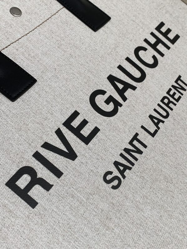 RIVE GAUCHE LARGE TOTE BAG IN PRINTED CANVAS AND LEATHER