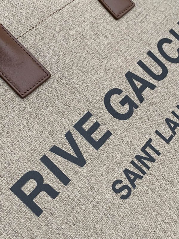 RIVE GAUCHE LARGE TOTE BAG IN PRINTED CANVAS AND LEATHER