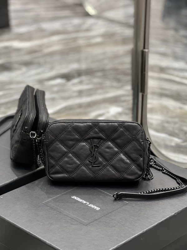 SL BECKY double-zip pouch in quilted lambskin