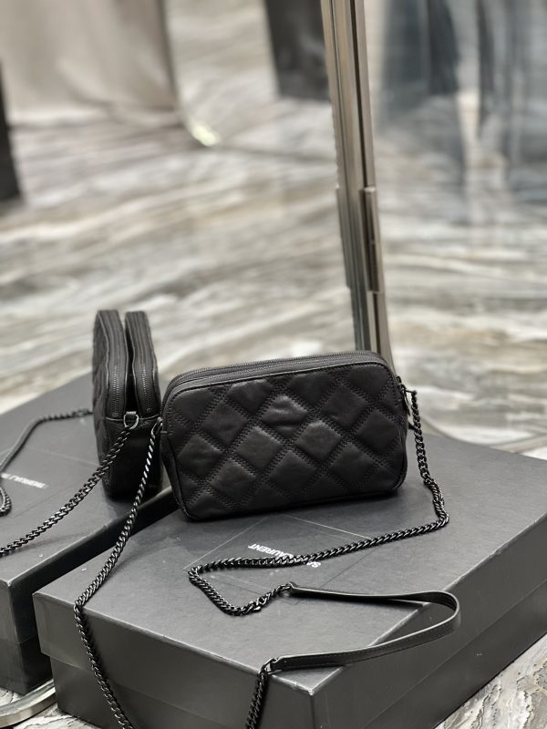 SL BECKY double-zip pouch in quilted lambskin