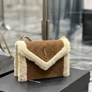 GABY MINI SATCHEL IN QUILTED SUEDE AND SHEARLING