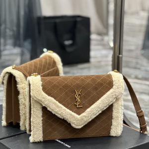 GABY MINI SATCHEL IN QUILTED SUEDE AND SHEARLING