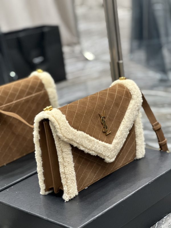 GABY MINI SATCHEL IN QUILTED SUEDE AND SHEARLING