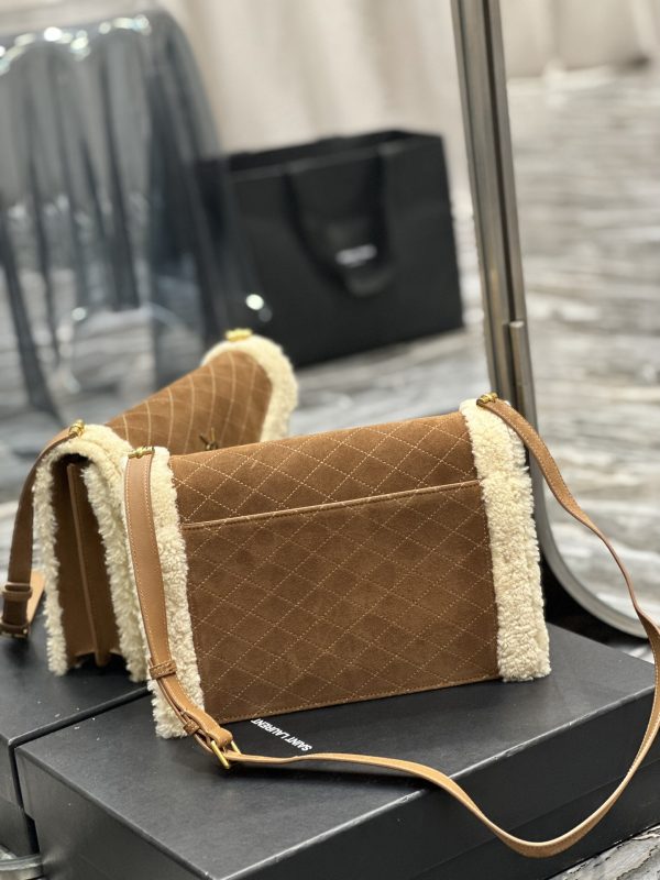 GABY MINI SATCHEL IN QUILTED SUEDE AND SHEARLING