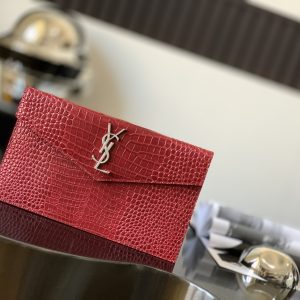 UPTOWN POUCH IN CROCODILE-EMBOSSED SHINY LEATHER