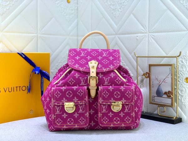 Lv Denim Backpack Pink