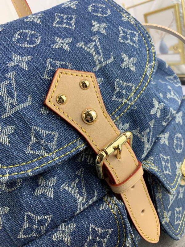 Lv Denim Backpack Blue