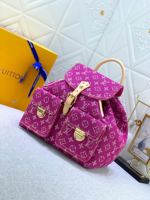 Lv Denim Backpack Pink