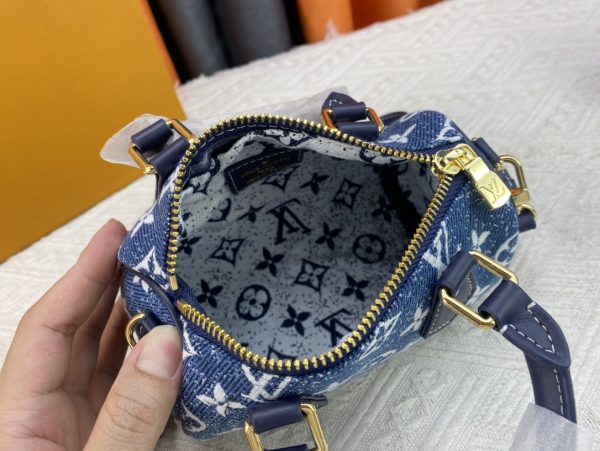 LV NANO SPEEDY DENIM BLUE BAG