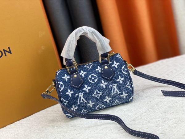 LV NANO SPEEDY DENIM BLUE BAG