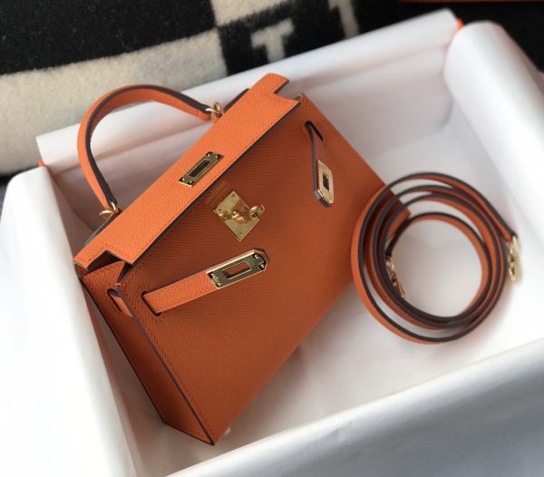 HERMES KELLY ORANGE SELLIER ROUGE EPSOM GOLD HARDWARE 19CM