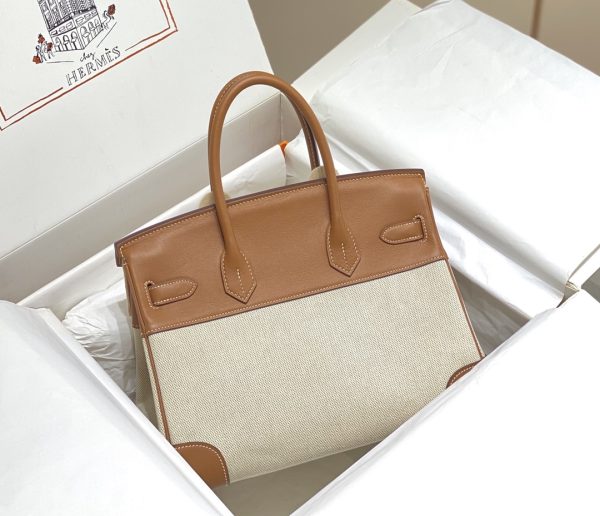 HERMES BIRKIN 25 BI-MATERIAL GOLD TONED HARDWARE BROWN 25CM