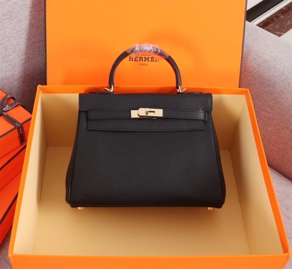 HERMES KELLY BLACK SELLIER ROUGE EPSOM GOLD HARDWARE 32CM