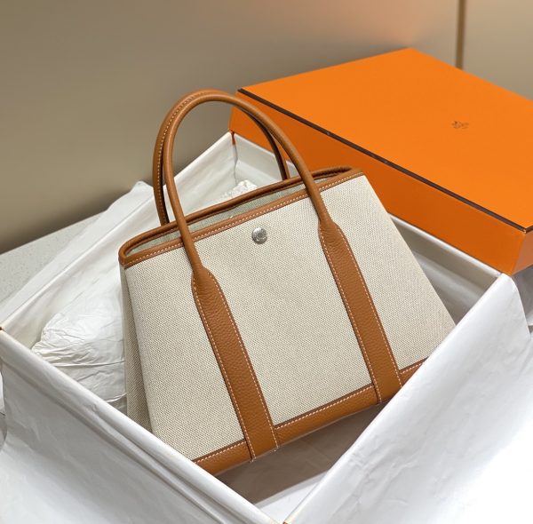 HERMES GARDEN PARTY 30 TOTE BAG BROWN 30CM