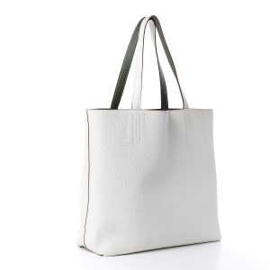 HERMES DOUBLE SENSE CLEMENCE REVERSIBLE LEATHER WHITE AND GREY 36CM