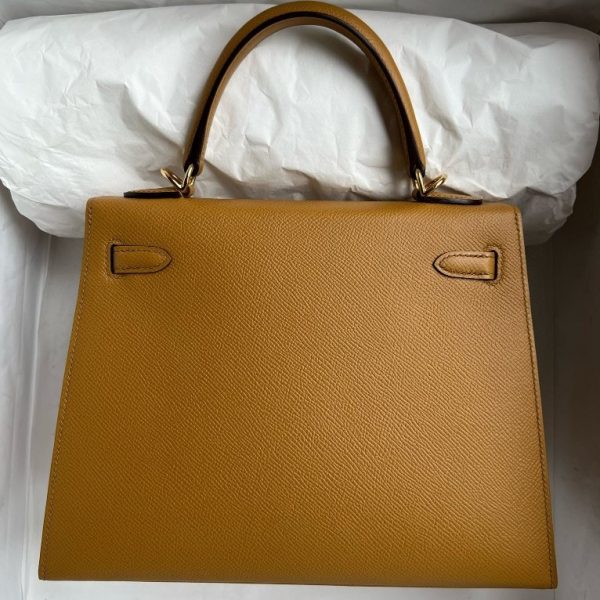 HERMES KELLY EPSOM 2S SESAME GOLD HARDWARE 25CM