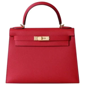 HERMES KELLY RED SELLIER ROUGE EPSOM GOLD HARDWARE 32CM