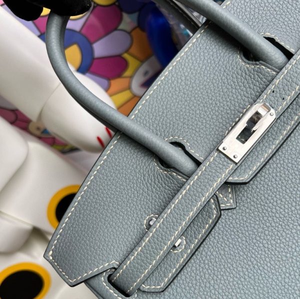 HERMES BIRKIN TOGO J7 BLUE LIN SILVER HARDWARE 25CM