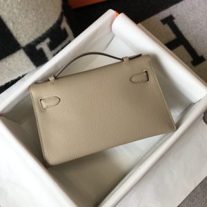 HERMES MINI KELLY POCHETTE GOLD TONED HARDWARE RED 22CM