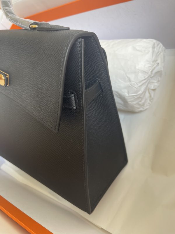 HERMES KELLY SELLIER EN DESORDRE EPSOM GOLD-TONED HARDWARE BLACK 25CM