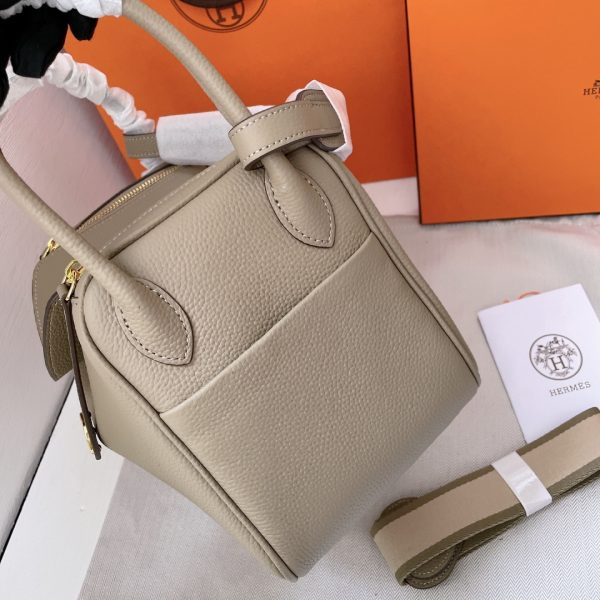 HERMES LINDY MINI TOGO BAG GOLD HARDWARE BEIGE 19CM