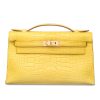 HERMES MINI KELLY POCHETTE CROCODILE GOLD TONED HARDWARE YELLOW 22CM
