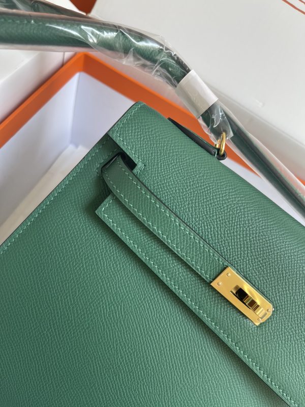 HERMES KELLY SELLIER EN DESORDRE EPSOM GOLD-TONED HARDWARE DARK GREEN 25CM